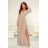 Langes, elegantes Damenkleid mit breiten Trägern (SL) FRENCH FASHION FMPEL23VELVET beige 34