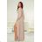 Langes, elegantes Damenkleid mit breiten Trägern (SL) FRENCH FASHION FMPEL23VELVET beige 34