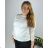 Damen Langarmshirt Tunika Oversized (L / XL ONE SIZE) ITALIAN FASHION IMD211065 46 weiß