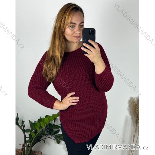 Damen-Strickpullover mit langen Ärmeln in Übergröße (XL/2XL/3XL Einheitsgröße) ITALIAN FASHION IMC23464
