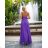Langes, elegantes Damenkleid mit breiten Trägern (SL) FRENCH FASHION FMPEL23VELVET lila 34