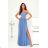 Langes, elegantes Damenkleid mit breiten Trägern (SL) FRENCH FASHION FMPEL23VELVET blaues Azurblau 34