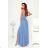 Langes, elegantes Damenkleid mit breiten Trägern (SL) FRENCH FASHION FMPEL23VELVET blaues Azurblau 34