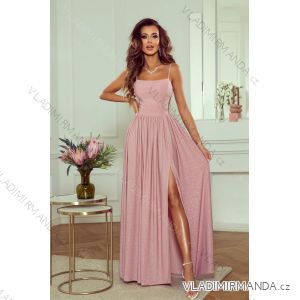 Langes, elegantes Damenkleid mit breiten Trägern (SL) FRENCH FASHION FMPEL23VELVET