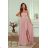 Langes, elegantes Damenkleid mit breiten Trägern (SL) FRENCH FASHION FMPEL23VELVET pink 34