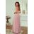 Langes, elegantes Damenkleid mit breiten Trägern (SL) FRENCH FASHION FMPEL23VELVET pink 34