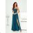 Langes, elegantes Damenkleid mit breiten Trägern (SL) FRENCH FASHION FMPEL23VELVET türkis 34