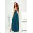 Langes, elegantes Damenkleid mit breiten Trägern (SL) FRENCH FASHION FMPEL23VELVET türkis 34
