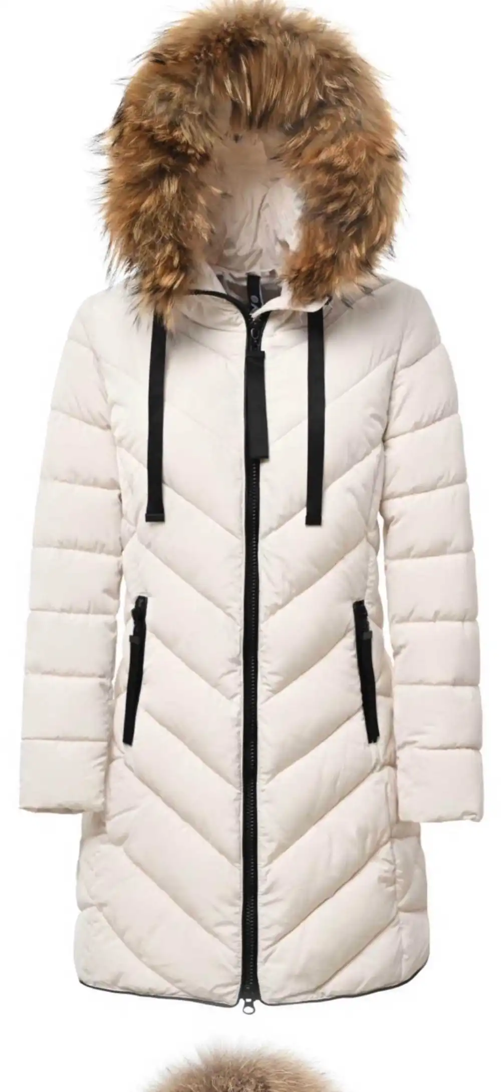 Langärmliger Wintermantel für Damen mit Reißverschluss und Kapuze (Einheitsgröße S/M/L) ITALIAN FASHION IMPNF242537 Geben Sie eine Notiz ein XL