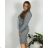 Damen Pullover Lang Langarm Strickkleid (L / XL ONE SIZE) ITALIAN FASHION IM721314 46/48 grau