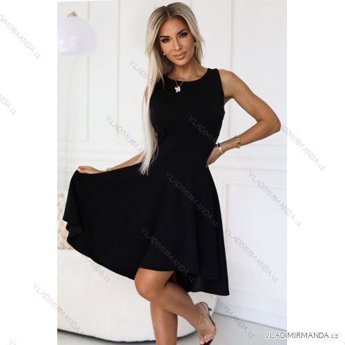 575-1 Einzigartiges Kleid mit längerem Rücken - schwarz