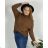 Oversize-Pullover für Damen mit Aufdruck (M / L ONE SIZE) ITALIAN FASHION IMB22KELLY 56/58 hellbraun