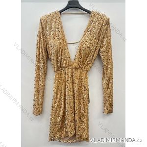 Elegantes glitzerndes Kleid mit Pailletten und langen Ärmeln für Damen (S/M/L EINHEITSGRÖSSE) ITALIAN FASHION IMPSH243780