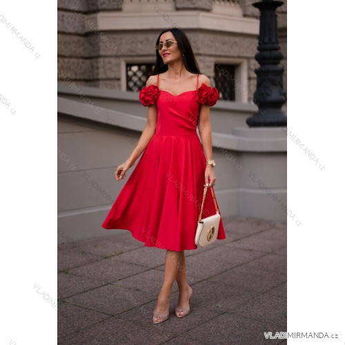 Trägerloses Partykleid aus Tüll für Damen (S/M/L ONE SIZE) ITALIAN FASHION IM923001 rot 38