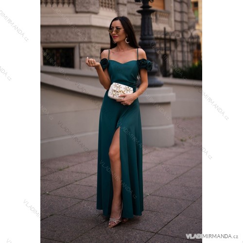 Trägerloses Partykleid aus Tüll für Damen (S/M/L ONE SIZE) ITALIAN FASHION IM923001 dunkelgrün 34