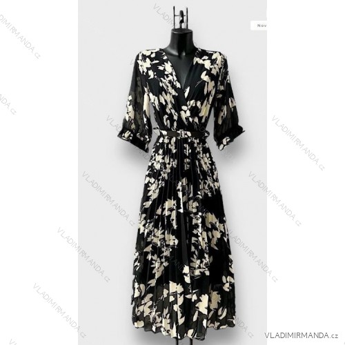 Langärmeliges Sommerkleid für Damen (Einheitsgröße S/M) ITALIAN FASHION IMPES238990 schwarz S / M