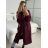 Fleecemantel Langarm Reißverschluss Kapuze Damen Oversized (XL / 2XLONE SIZE) ITALIAN FASHION IMD211123 -   Wein -   S/M/L