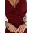 479-7 NINA elegantes Kleid mit Umschlagausschnitt, Ärmeln und Gürtel - Burgunderfarbe