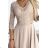 309-10 AMBER Spitze, elegantes langes Kleid mit Ausschnitt und Beinschlitz  Beige beige L
