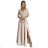 309-10 AMBER Spitze, elegantes langes Kleid mit Ausschnitt und Beinschlitz  Beige beige L