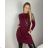 Šaty elegantní dlouhý rukáv dámské (S/M ONE SIZE) ITALSKÁ MÓDA IMM22SARA S / M schwarz