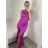 Šaty elegantní společenské na ramínka dámské (S/M ONE SIZE) ITALSKÁ MÓDA IM321608 -   růžová fuchsiová -   S/M/L