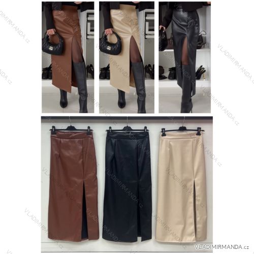 Langer Lederrock für Damen (Einheitsgröße S/M/L) ITALIAN FASHION IMWB241430