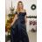Langes trägerloses Pailletten-Partykleid für Damen (Einheitsgröße S/M) ITALIAN FASHION IMPSH233348 blau S / M