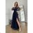 Damen Plus Size (42-46) langes elegantes ärmelloses Partykleid POLISH FASHION PMLBC23265-10 dunkelblau 44