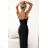 483-7 DIANE Satin-Langkleid mit Beinschlitz - schwarz