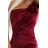 580-2 AURORA langes Satin-One-Shoulder-Kleid mit Rosen - burgunderrot