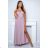 Damen Plus Size (42-46) langes elegantes ärmelloses Partykleid POLISH FASHION PMLBC23265-10 růžová světlá 36