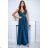 Damen Plus Size (42-46) langes elegantes ärmelloses Partykleid POLISH FASHION PMLBC23265-10 türkis 40