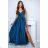 Damen Plus Size (42-46) langes elegantes ärmelloses Partykleid POLISH FASHION PMLBC23265-10 türkis 40