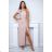 Damen Plus Size (42-46) langes elegantes ärmelloses Partykleid POLISH FASHION PMLBC23265-10 béžová krémová 36