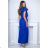 Damen Plus Size (42-46) langes elegantes ärmelloses Partykleid POLISH FASHION PMLBC23265-10 Königsblau 38