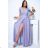 Damen Plus Size (42-46) langes elegantes ärmelloses Partykleid POLISH FASHION PMLBC23265-10 hellviolett 36