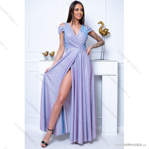 Damen Plus Size (42-46) langes elegantes ärmelloses Partykleid POLISH FASHION PMLBC23265-10 hellviolett 36