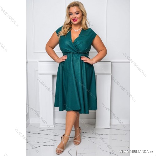Damen Plus Size (42-46) langes elegantes ärmelloses Partykleid POLISH FASHION PMLBC23265-10 grün 46