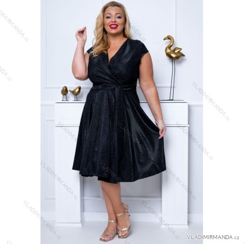 Damen Plus Size (42-46) langes elegantes ärmelloses Partykleid POLISH FASHION PMLBC23265-10 schwarz 46