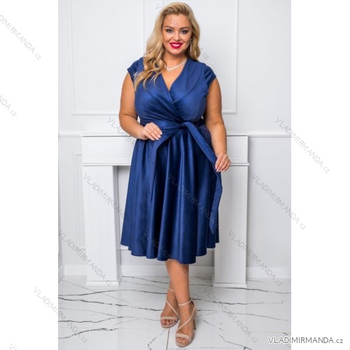 Damen Plus Size (42-46) langes elegantes ärmelloses Partykleid POLISH FASHION PMLBC23265-10 dunkelblau 42