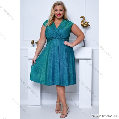 Damen Plus Size (42-46) langes elegantes ärmelloses Partykleid POLISH FASHION PMLBC23265-10 grün 50