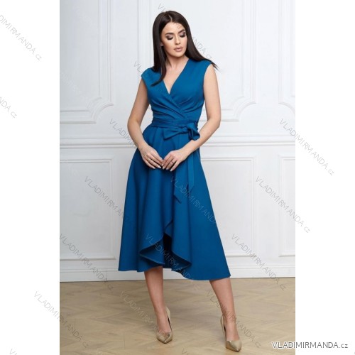 Damen Plus Size (42-46) langes elegantes ärmelloses Partykleid POLISH FASHION PMLBC23265-10 türkis 36