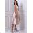 Damen Plus Size (42-46) langes elegantes ärmelloses Partykleid POLISH FASHION PMLBC23265-10 hell Gold 40