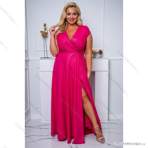 Damen Plus Size (42-46) langes elegantes ärmelloses Partykleid POLISH FASHION PMLBC23265-10 růžová fuchsiová 44