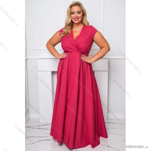 Damen Plus Size (42-46) langes elegantes ärmelloses Partykleid POLISH FASHION PMLBC23265-10 růžová malinová 46