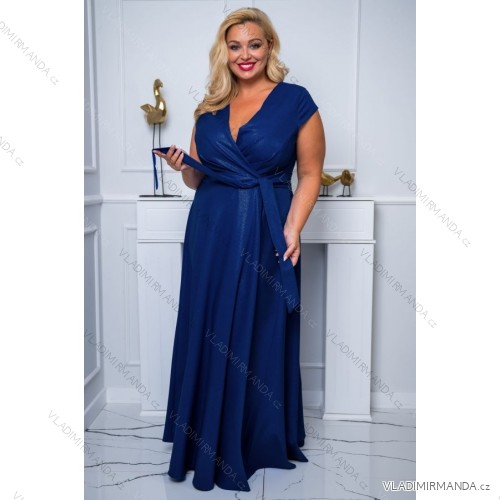 Damen Plus Size (42-46) langes elegantes ärmelloses Partykleid POLISH FASHION PMLBC23265-10 dunkelblau 46