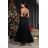 Langes Partykleid für Damen in Übergröße mit kurzen Ärmeln (3450 Einheitsgröße) POLISH FASHION PMLEL24DIANA schwarz 40