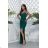 Trägerloses langes Partykleid aus Satin für Damen (34-42) POLISH FASHION PMLEL24NATHALIE dunkelgrün 40