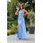 Trägerloses langes Partykleid aus Satin für Damen (34-42) POLISH FASHION PMLEL24NATHALIE hellblau 46